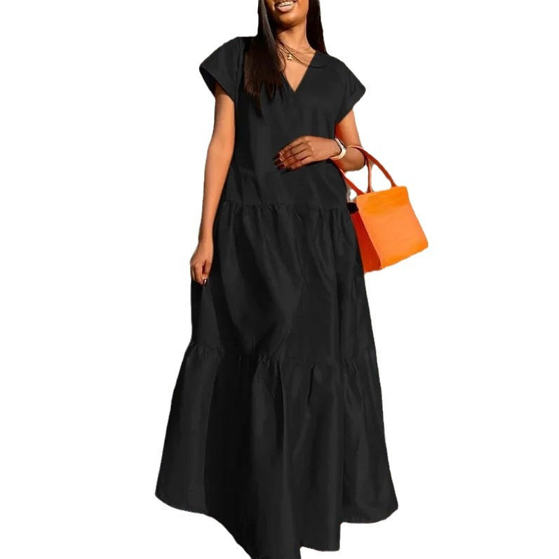 V-Neck Cap Sleeve Casual Sundress