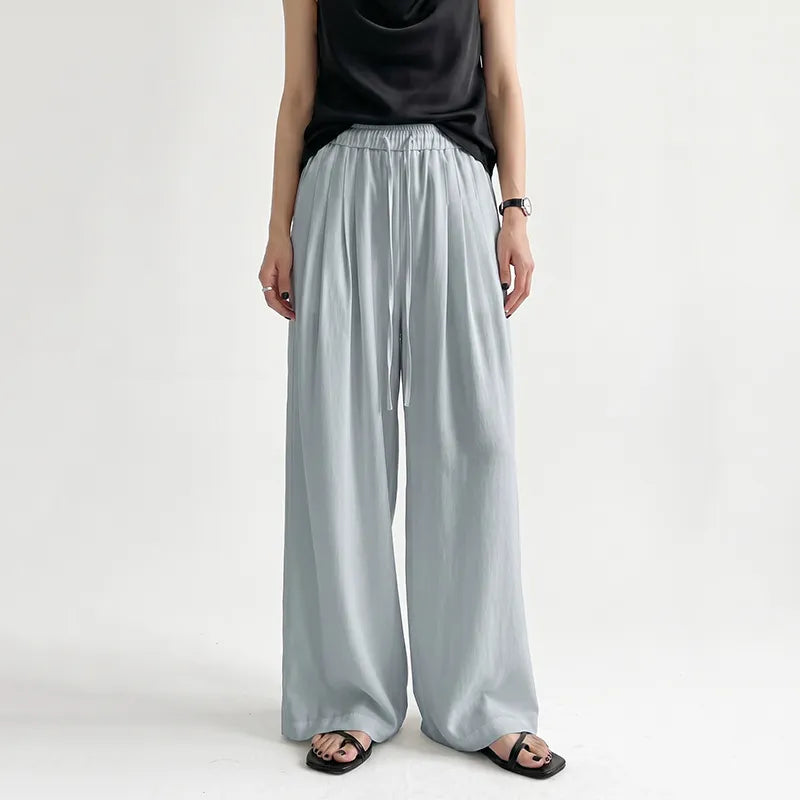 High Waist Drawstring Loose Wide Leg Casual Pants
