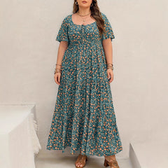 Plus Size Floral Print Maxi Dress