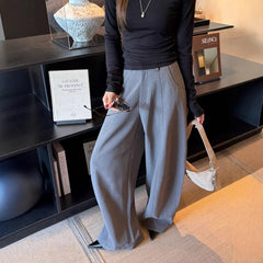 Mid-High Waist 3D Tailored Scimitar Wide Leg Suit Pants