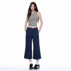 Retro Utility Pocket Cropped Flare Jeans