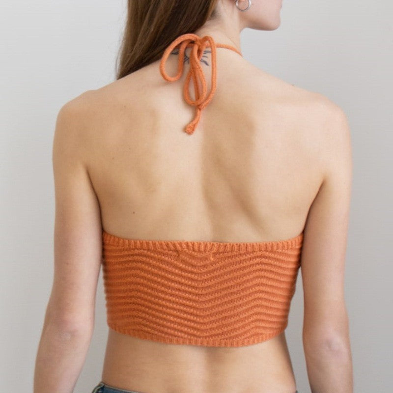Chevron Knit Halter Crop Top