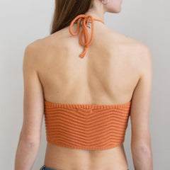 Chevron Knit Halter Crop Top