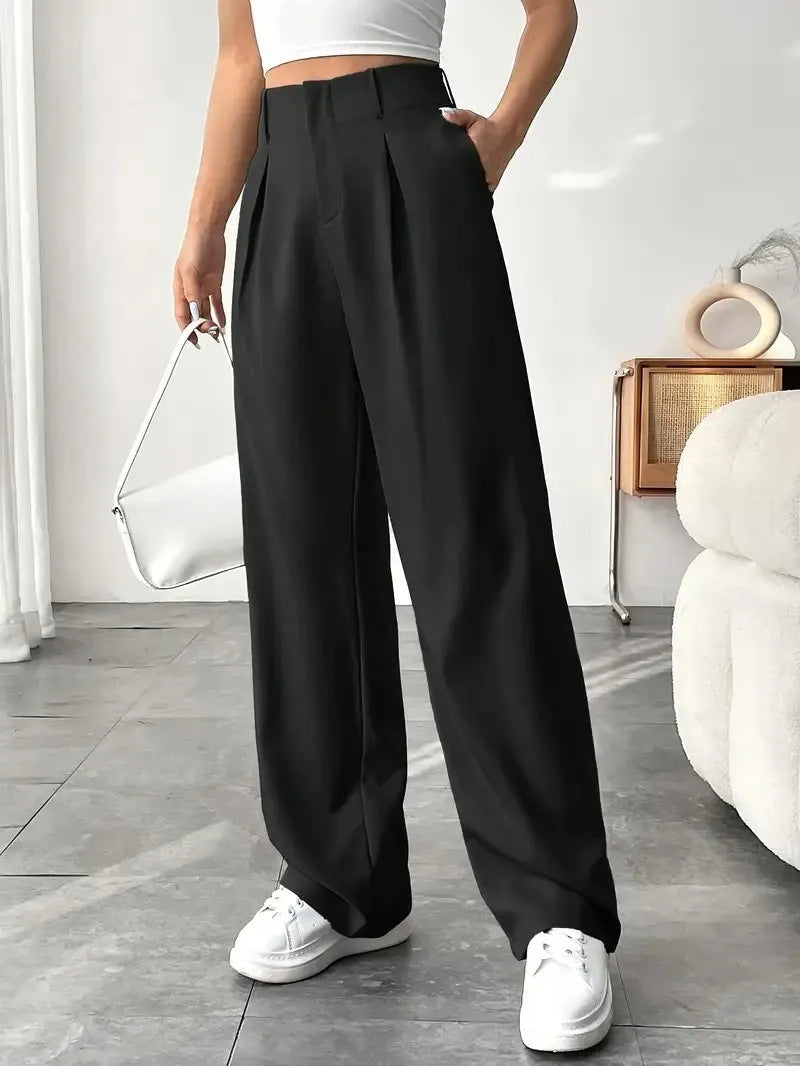 Pleated High Waist Wide Leg Suit Pant
