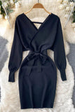 Casual Vestidos Dress Bodycon Knitted Sweater Dress