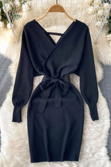 Casual Vestidos Dress Bodycon Knitted Sweater Dress