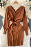 Casual Vestidos Dress Bodycon Knitted Sweater Dress