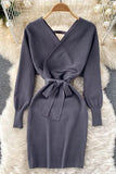 Casual Vestidos Dress Bodycon Knitted Sweater Dress