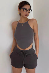 Curved Thin Suspender Vest Top