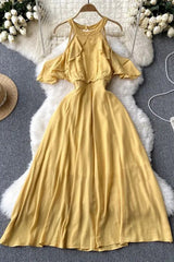 Dress Romantic Ruffles Off Shoulder High Waist Long Dress