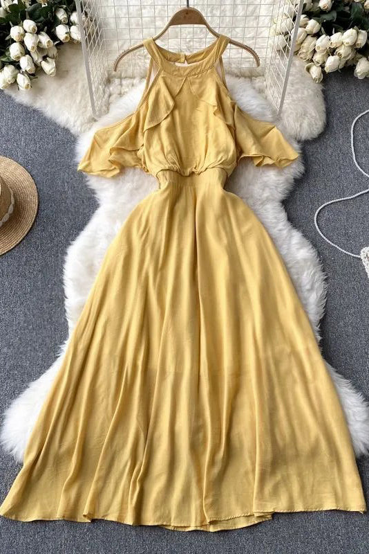 Dress Romantic Ruffles Off Shoulder High Waist Long Dress