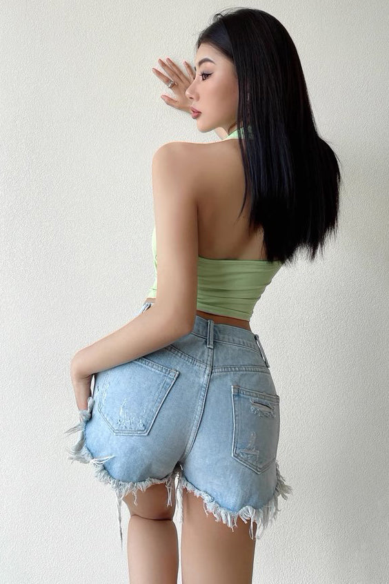 Torn Holes Buttocks Shorts