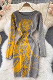 Knitted Dress Animal Jacquard Sweater Dress