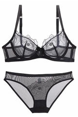 Lace Hollow Embroidery Underwear Lingerie Set
