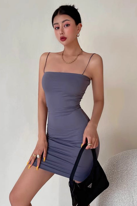 Tight Pleated Buttock Dress Strap Mini Dress