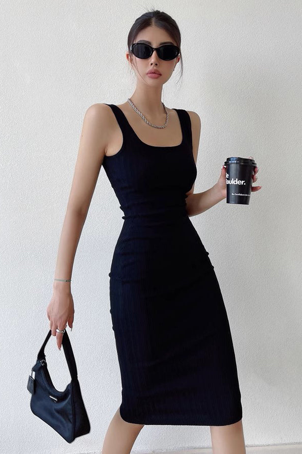 Backless Sleeveless Elastic Knitted Tight Wrapped Hip Dress