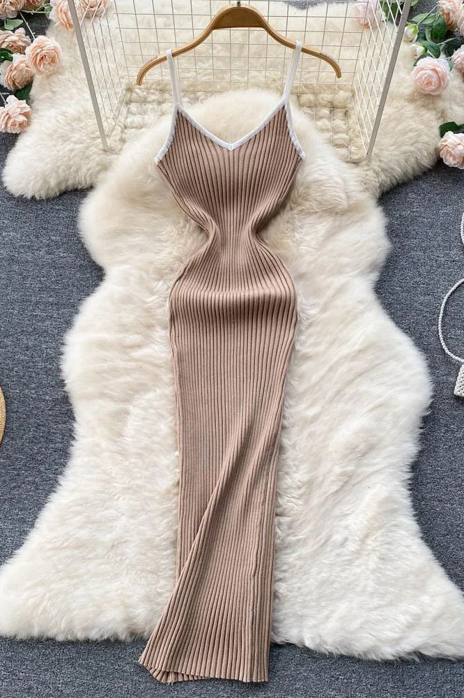 Dress Package Hips Slim Elastic Knit Dress