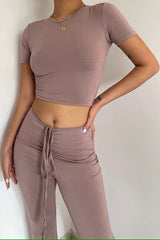 Backless Hollow Short Sleeve Top