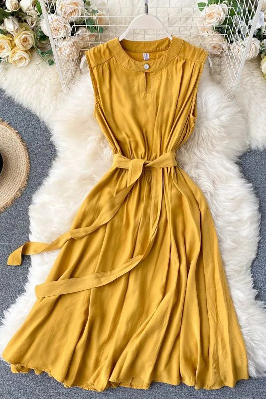 Dress Casual Sleeveless A-line Shirt Dress Dress