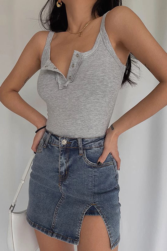 Elastic Strap Tank Top High Waist Top