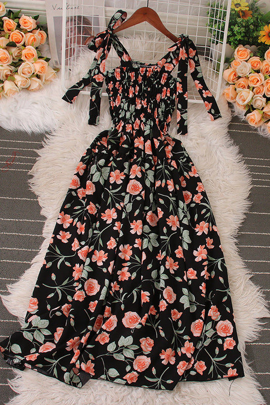 Floral Strap Strappy Print Sleeveless Dress