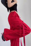 Drawstring Straight Tube Streamer Wide Leg Loose Casual Pants