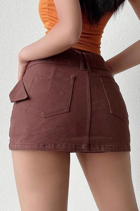 Wide Belt Wrap Buttocks Super Shorts Skirt