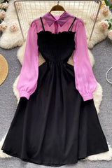 Casual A-line Fake Two Piece Set Shirt Dress Elegant Party Dress