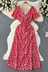 Floral Print Long Dress Elegant A-line Party Vestidos Dress