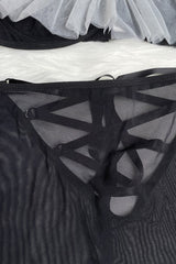 Gauze Cross Strappy Underwear Lingerie Set
