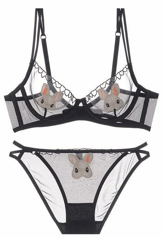 Lace Hollow Embroidery Underwear Lingerie Set