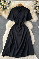 Dress Elegant Stand Collar Shirt Party Dress