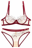 Lace Hollow Embroidery Underwear Lingerie Set