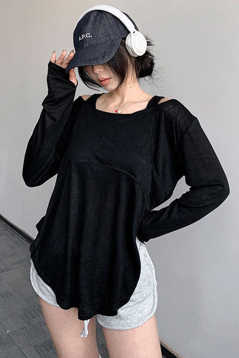 Casual Long Sleeve Off Shoulder Top Tee