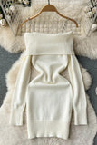 Bodycon Mini Dress Off Shoulders High Waist Knitted Dress