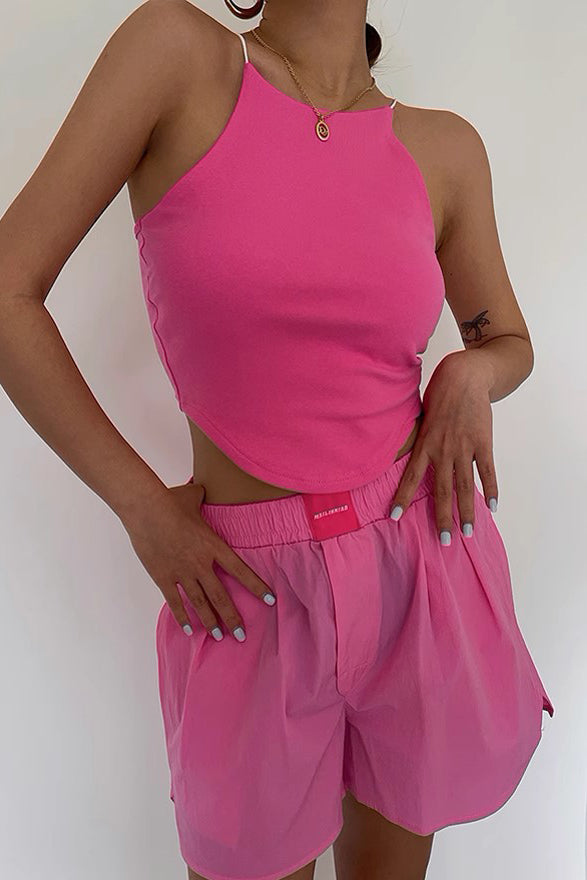 Curved Thin Suspender Vest Top