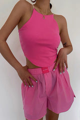 Curved Thin Suspender Vest Top