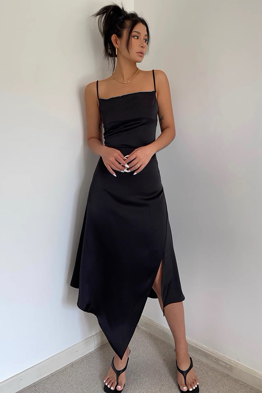 Backless Satin Strap Dress