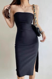 Pleated Bra Wrap Buttocks Split Dress