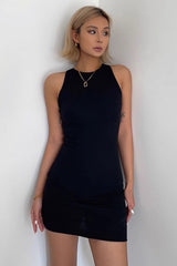 Backless Halter Lace Up Hip Wrap Dress