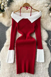 Elegant Off Shoulder Package Hips Mini Dress Halter Party Dress
