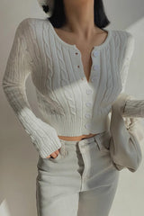Knitted High Waisted Long Sleeved Sweater Top