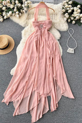 Dress Lady Irregular Split Vacation Chiffon Long Dress