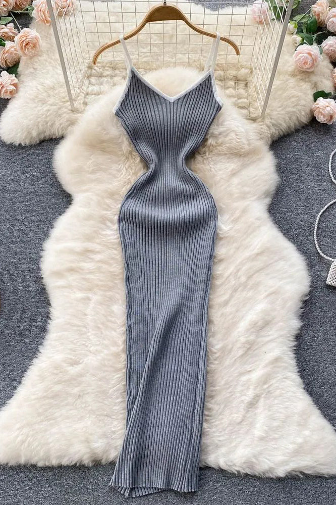 Dress Package Hips Slim Elastic Knit Dress