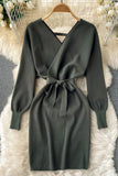 Casual Vestidos Dress Bodycon Knitted Sweater Dress