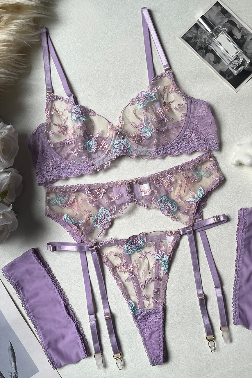 Lace Embroidery Underwear Lingerie Set