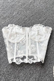 Floral Lace Embroidery Crop Top Patchwork Strapless Bra Bustier Short Tank Top