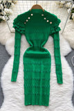 Ruffled Dress For Slim Elastic Knitted Sweater Dress
