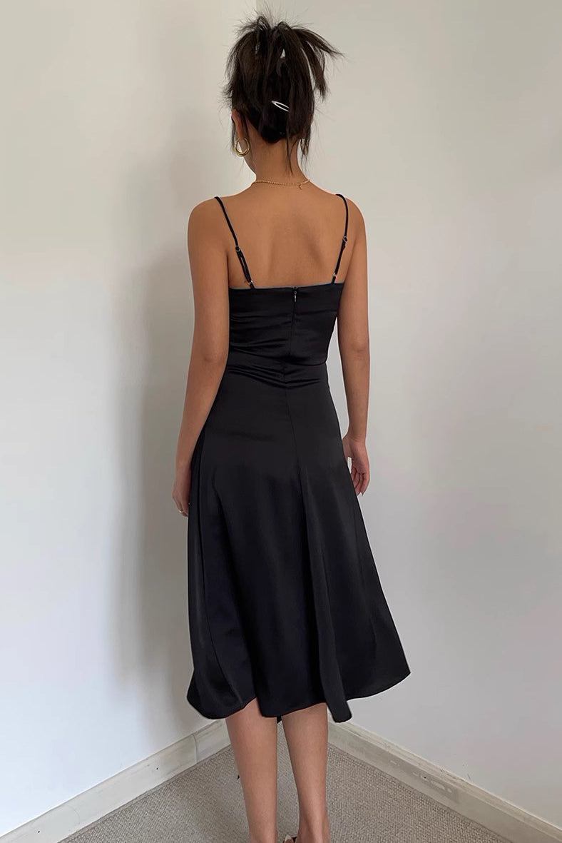 Backless Satin Strap Dress