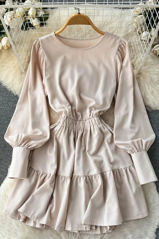 Slim Waist Short Dress Casual Long Sleeve A-line Female Dresses